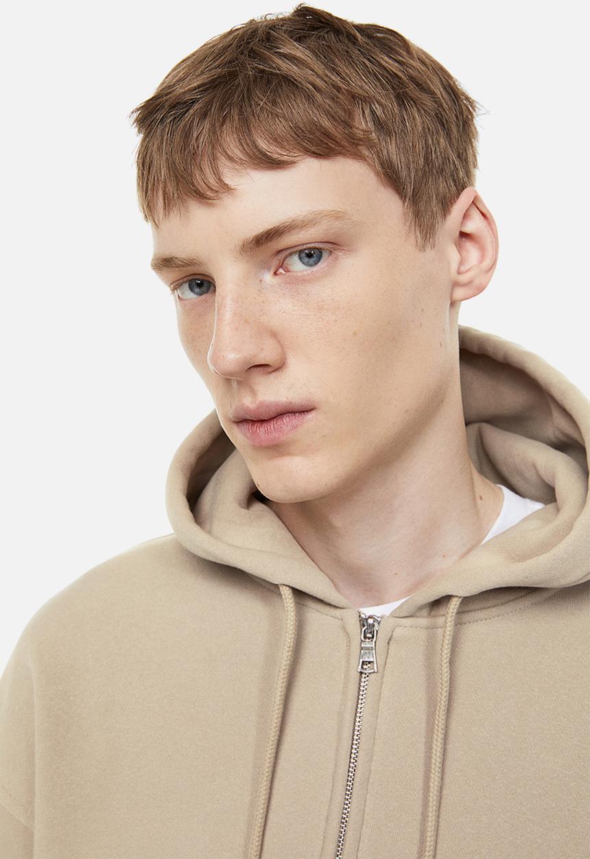 H&M - Oversized fit zip-through hoodie - beige