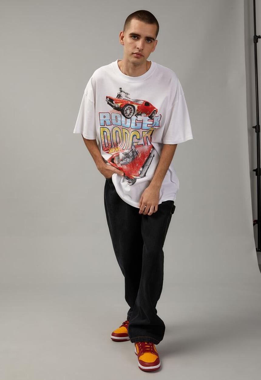 Factorie - Oversized hot wheels T shirt - lcn mat white/hot wheels bone shaker