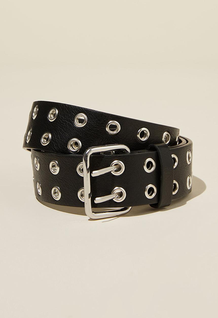 Rubi - Elsie eyelet belt - black & silver