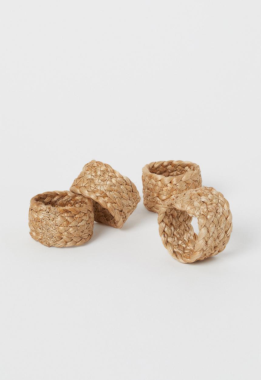 H&M - 4-pack jute napkin rings - beige