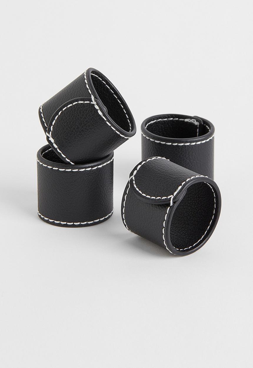 H&M - 4-pack napkin rings - black