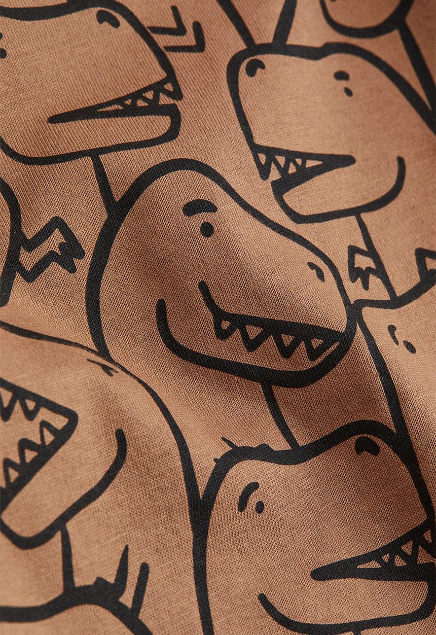 H&M - Cotton jersey top - dark beige/dinosaurs 