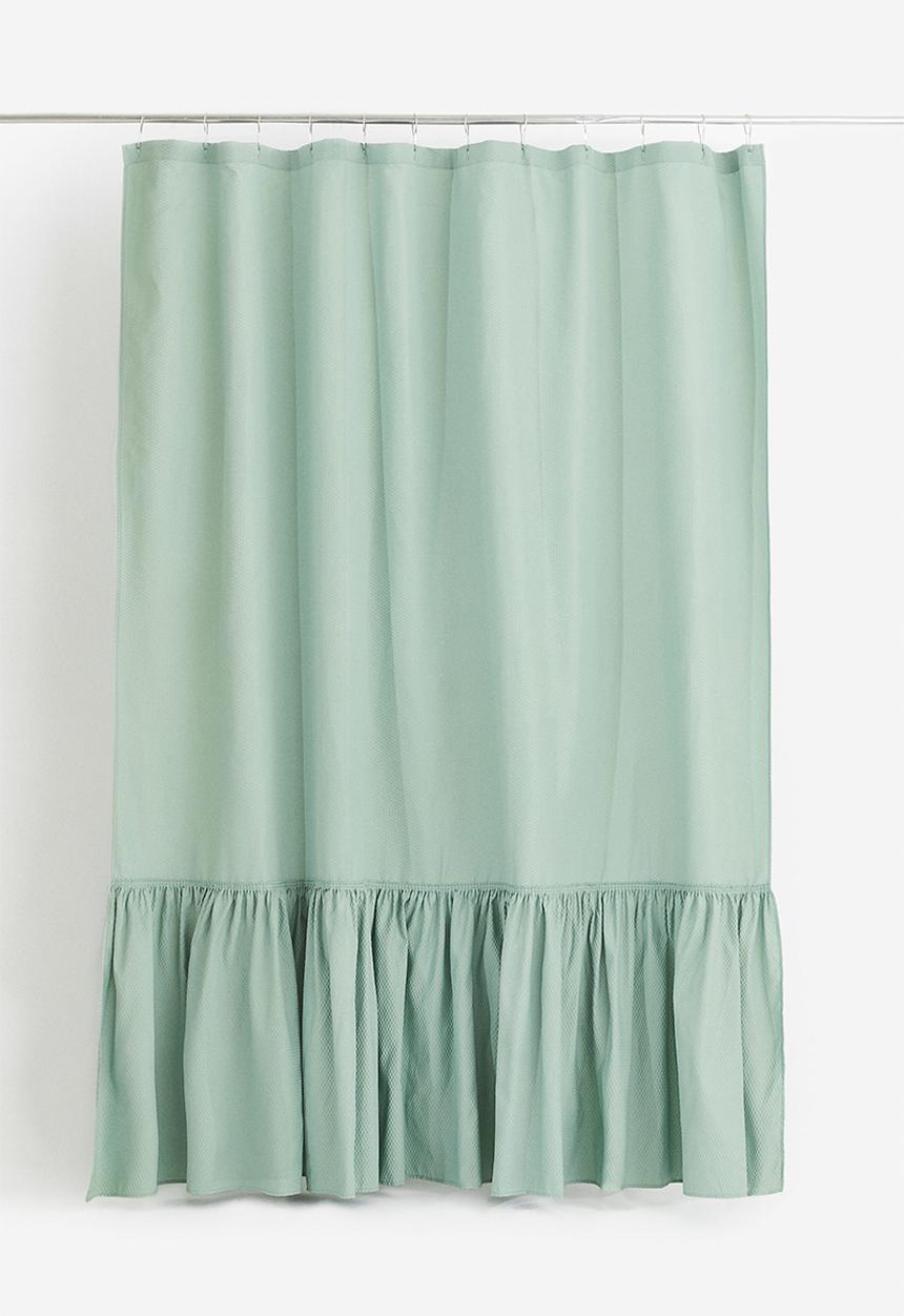 H&M - Flounce-trimmed shower curtain - sage green 