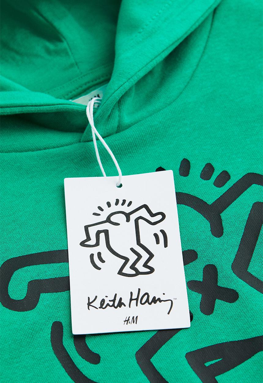 H&M - Printed hoodie - green/keith haring