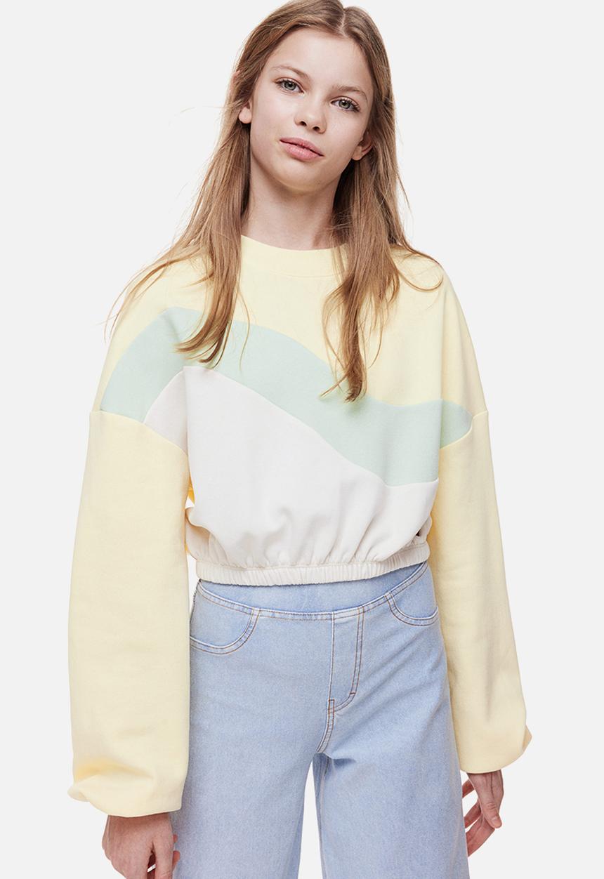 H&M - Boxy sweatshirt - light yellow/block-coloured 