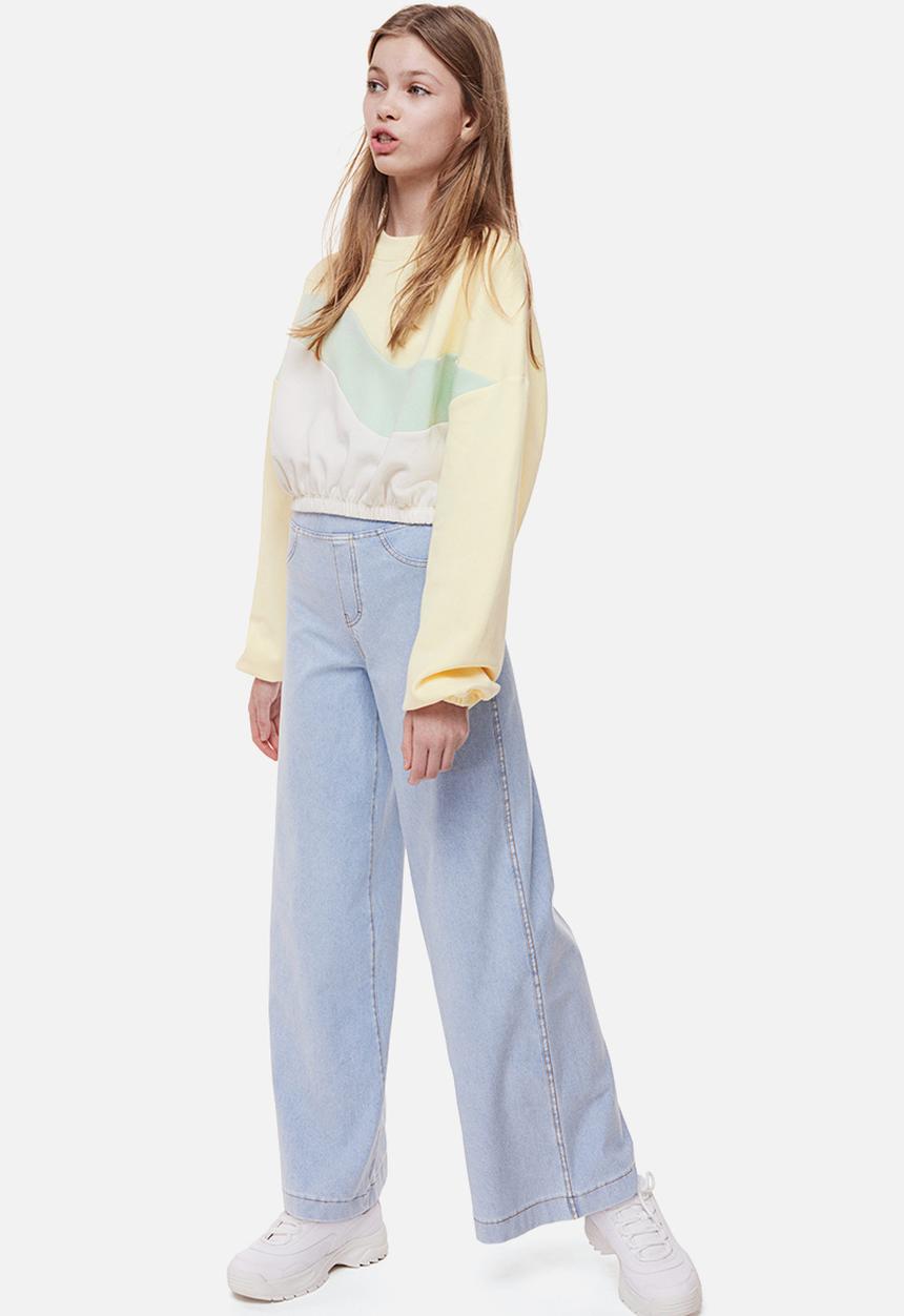 H&M - Boxy sweatshirt - light yellow/block-coloured 