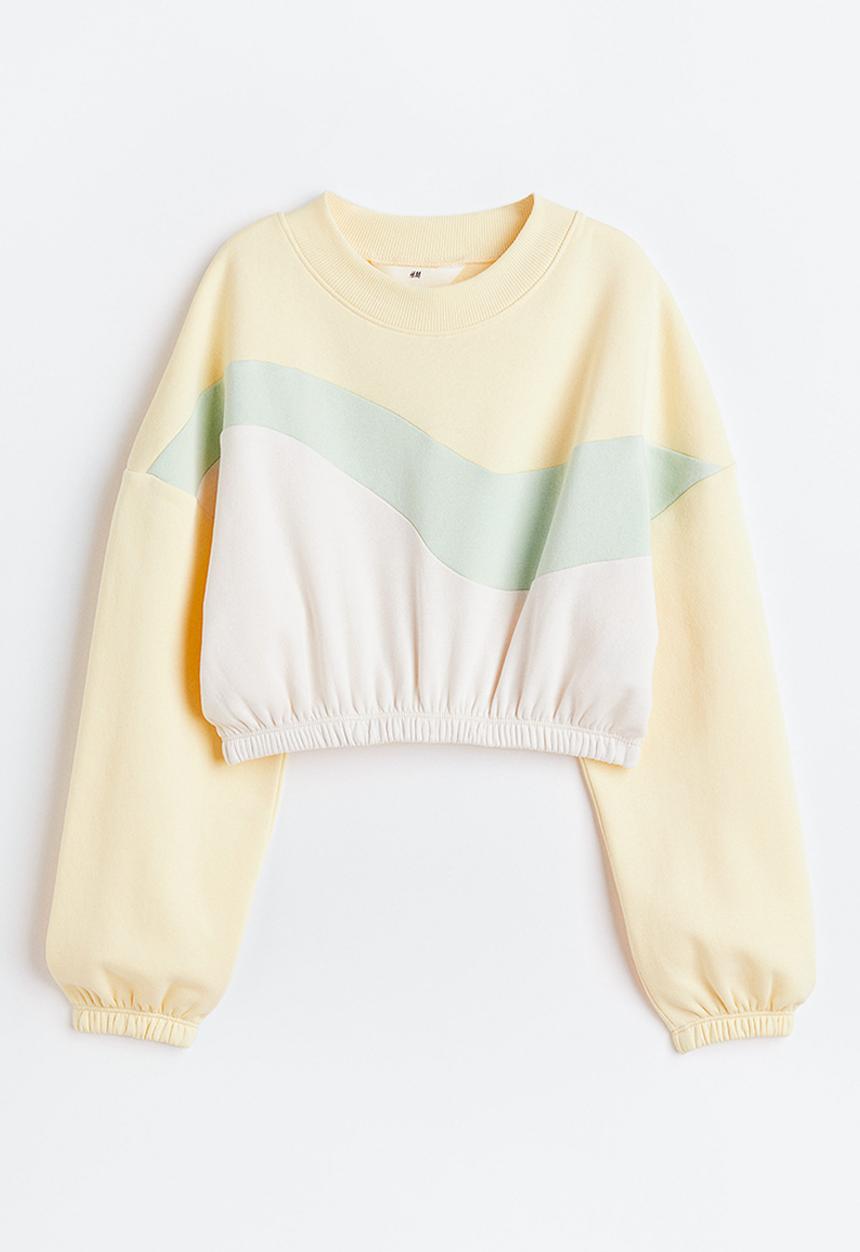 H&M - Boxy sweatshirt - light yellow/block-coloured 