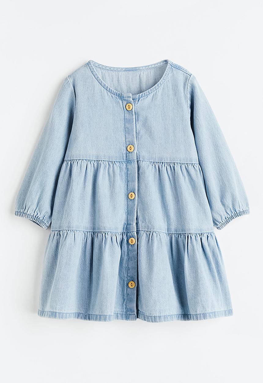 H&M - Button-front dress - light denim blue
