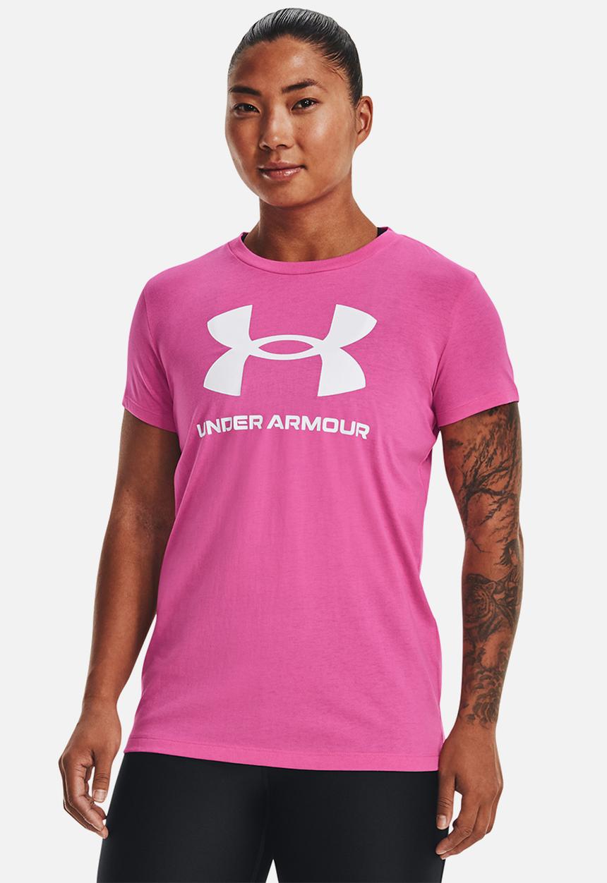 Under Armour - Ua sportstyle logo short sleeve - pink edge / white