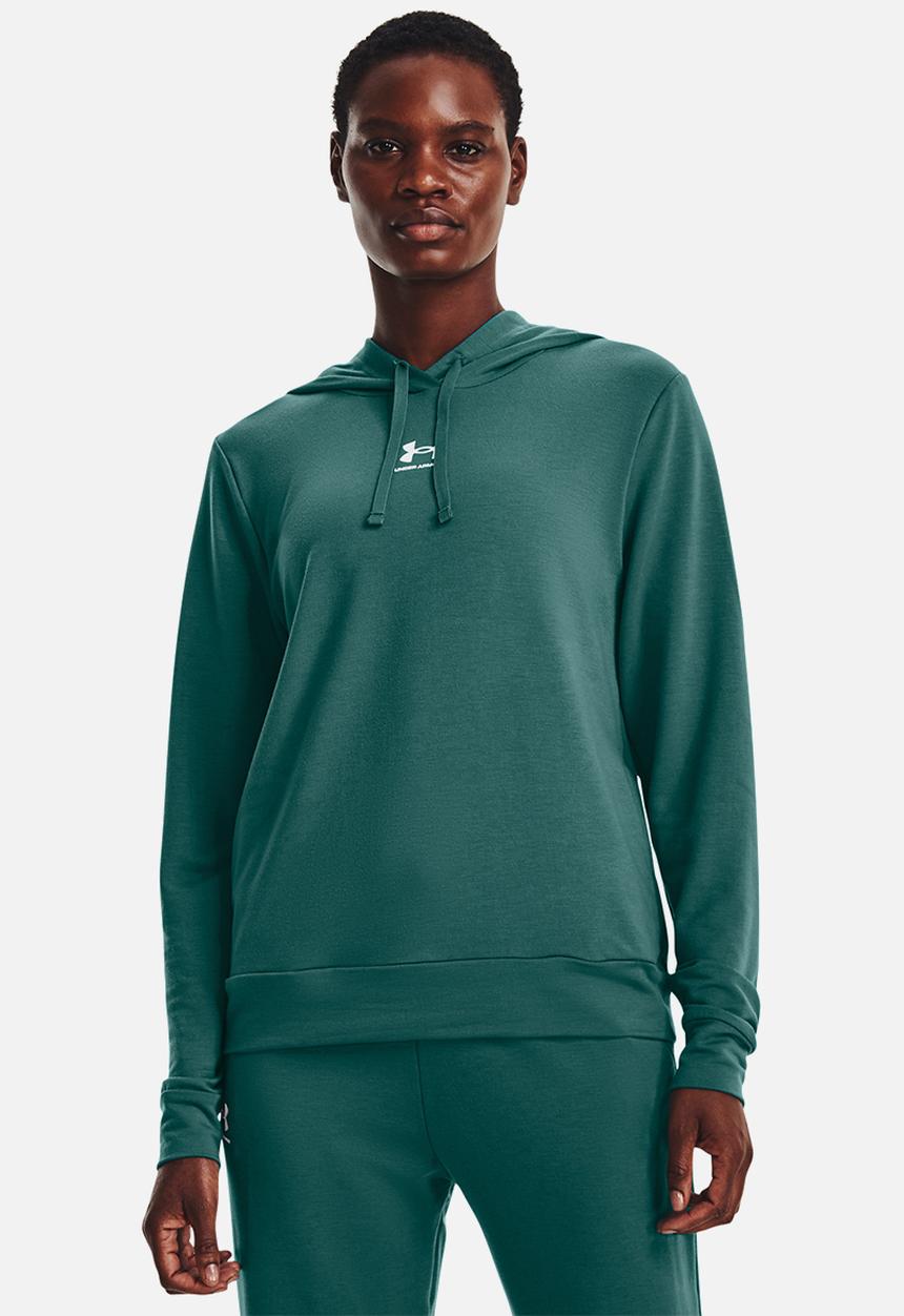 Under Armour - Rival terry hoodie - coastal teal / white