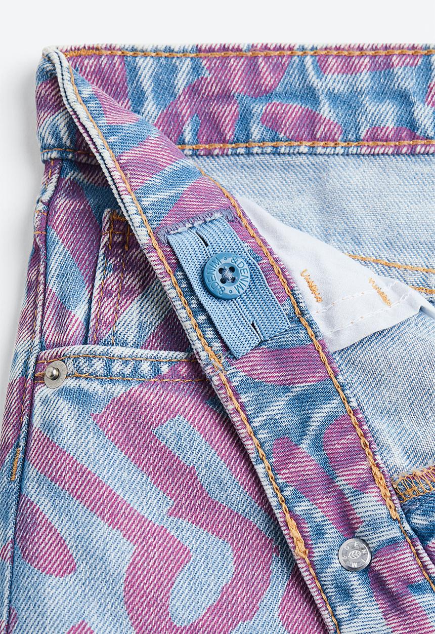 H&M - Wide fit high jeans - light denim blue/keith haring