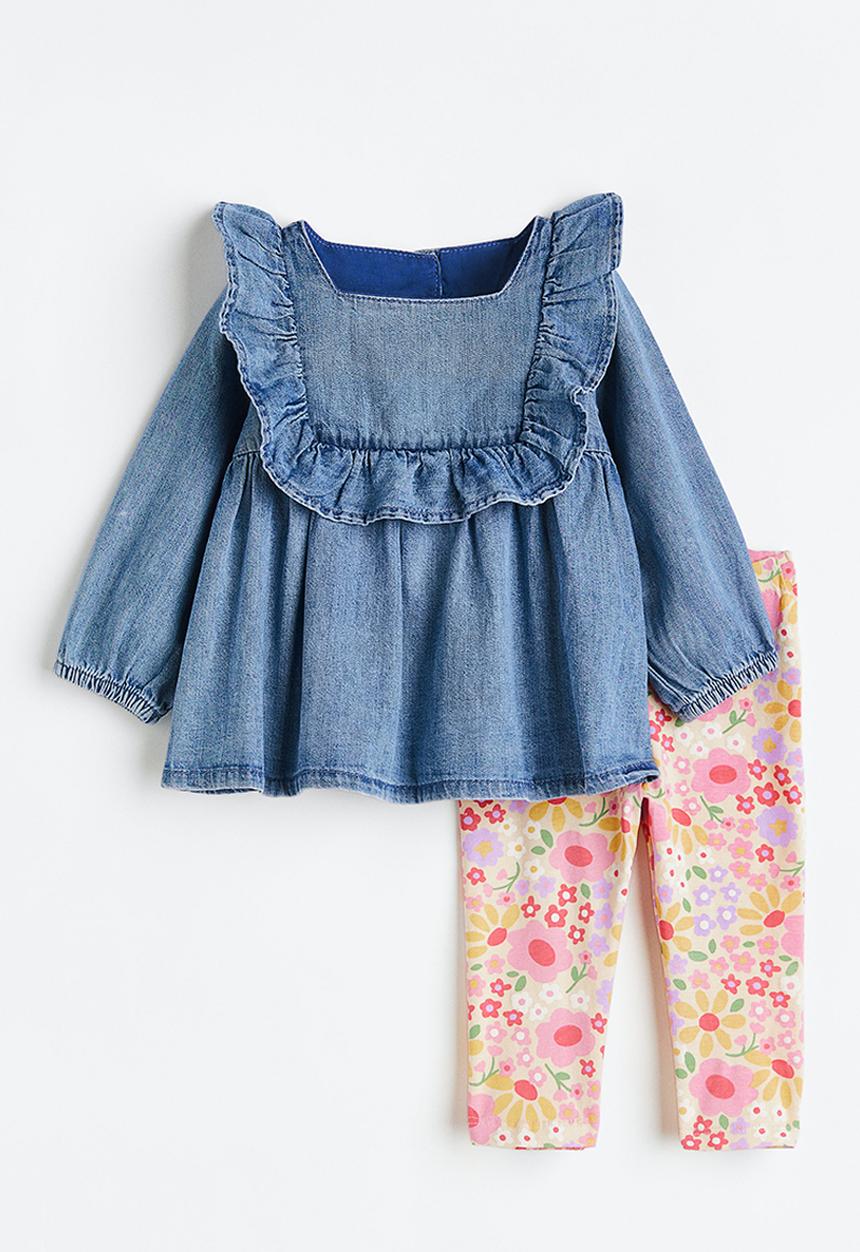 H&M - 2-Piece cotton set - denim blue/light pink 
