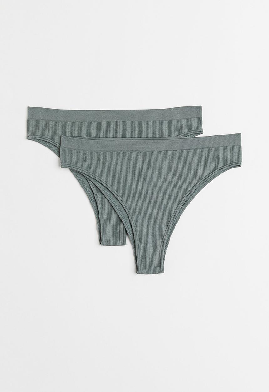 H&M - 2 Pack seamless briefs - green,grey