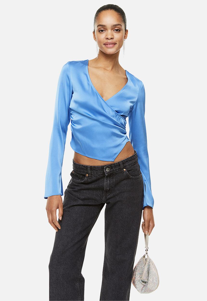 H&M - Satin wrap blouse - blue