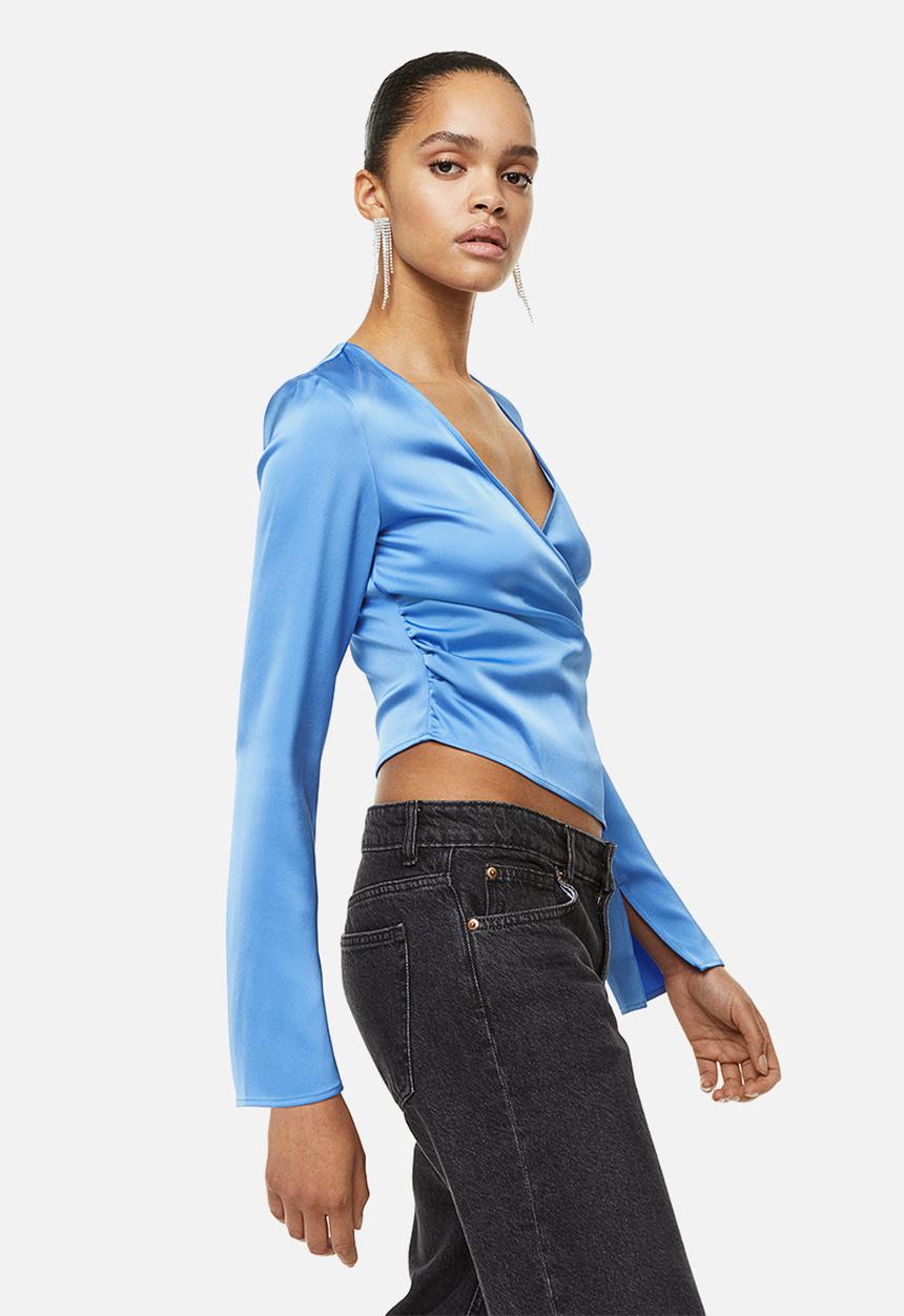 H&M - Satin wrap blouse - blue