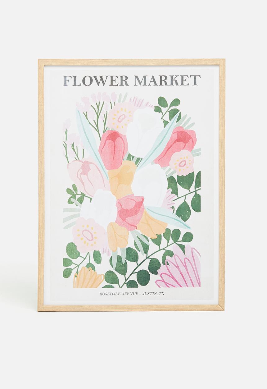 Sixth Floor - Flower market framed art - multi