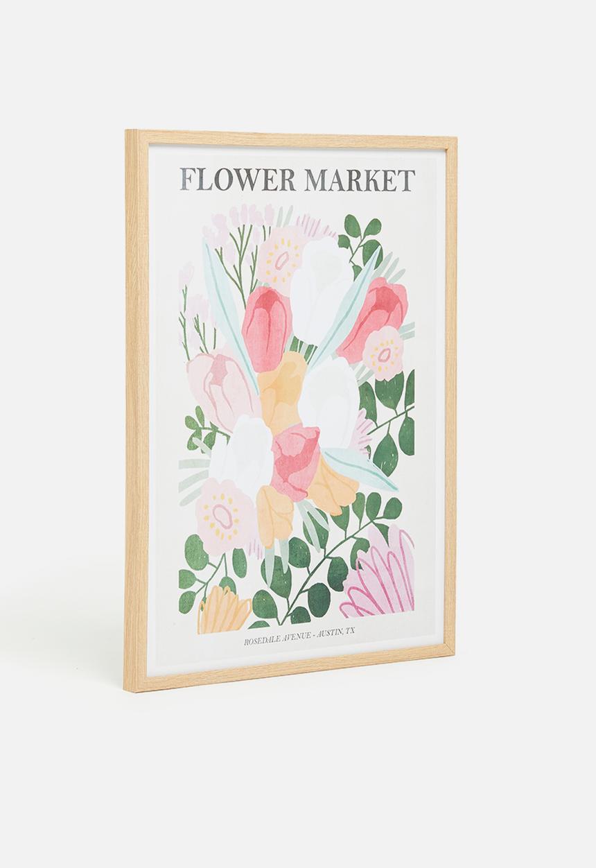 Sixth Floor - Flower market framed art - multi