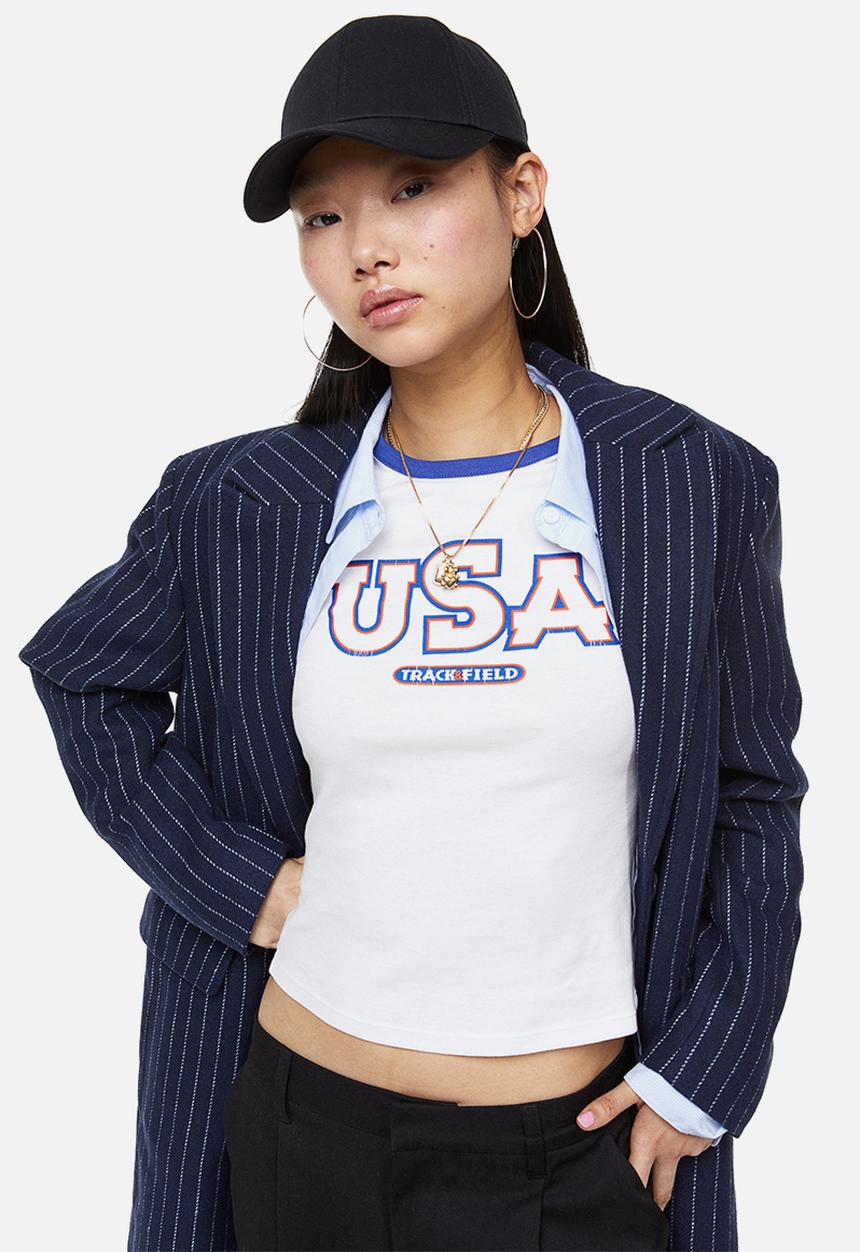 H&M - Fitted cotton top -  white