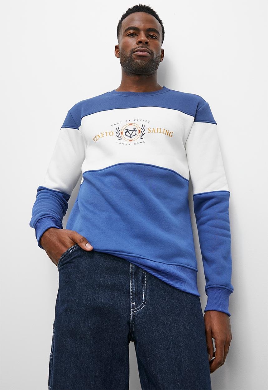 Superbalist - Colourblock crew sweat top - cobalt & white