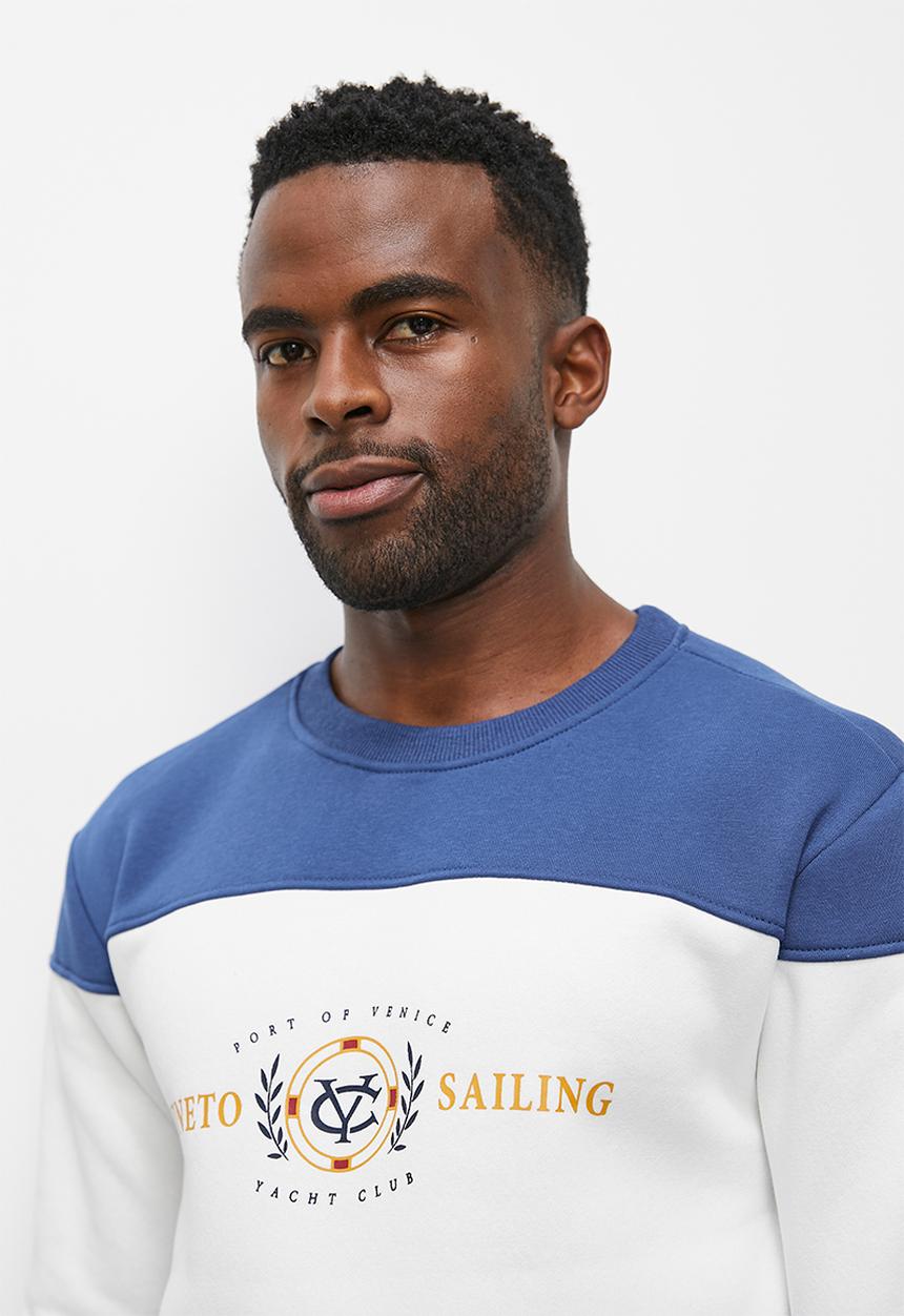 Superbalist - Colourblock crew sweat top - cobalt & white