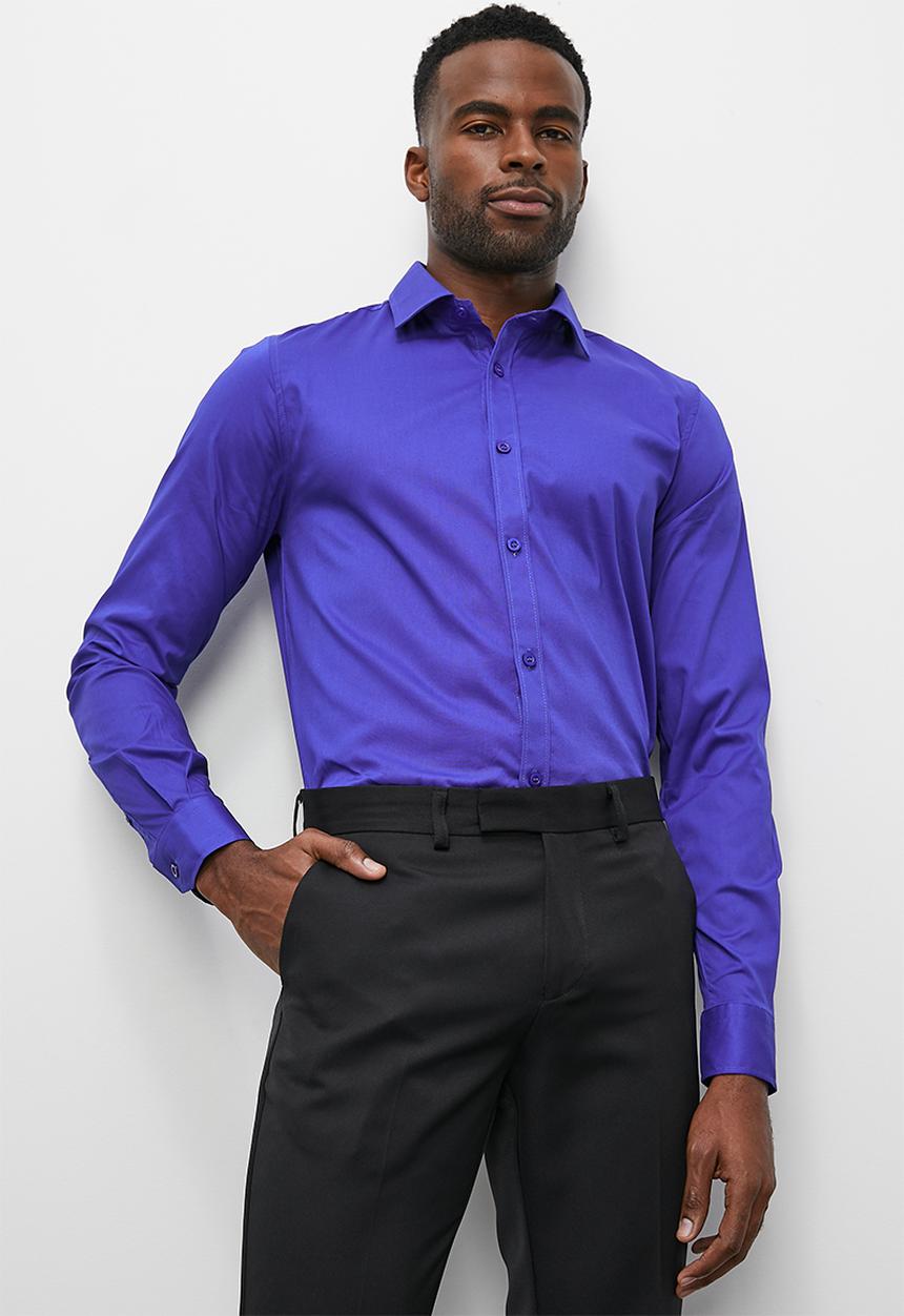Superbalist - Slim fit long sleeve cotton stretch shirt - royal blue