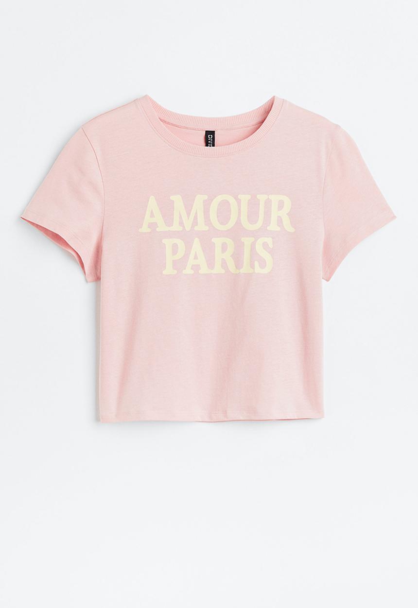 H&M - Printed cropped top - pink