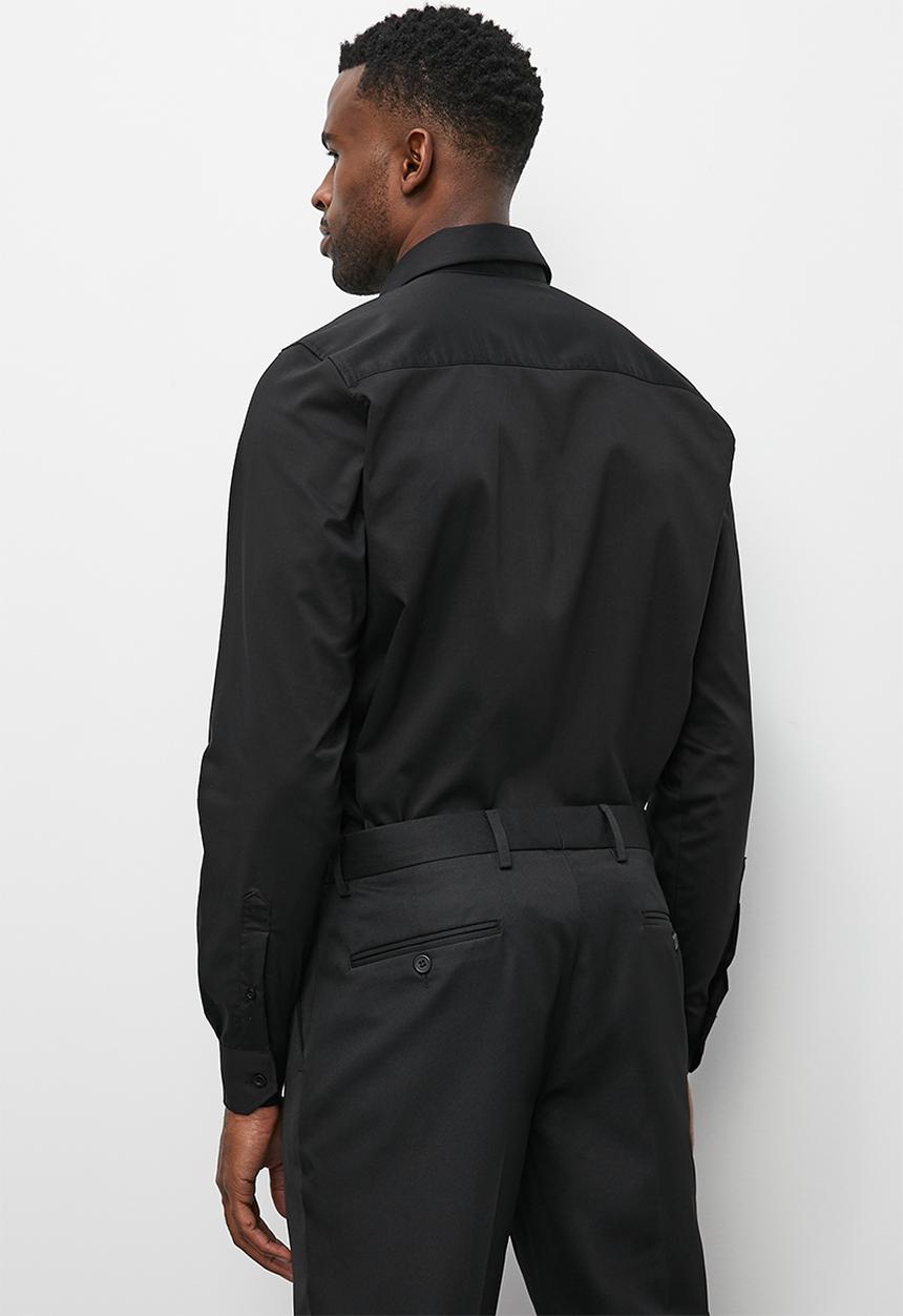 Superbalist - Tuxedo long sleeve slim fit shirt - black