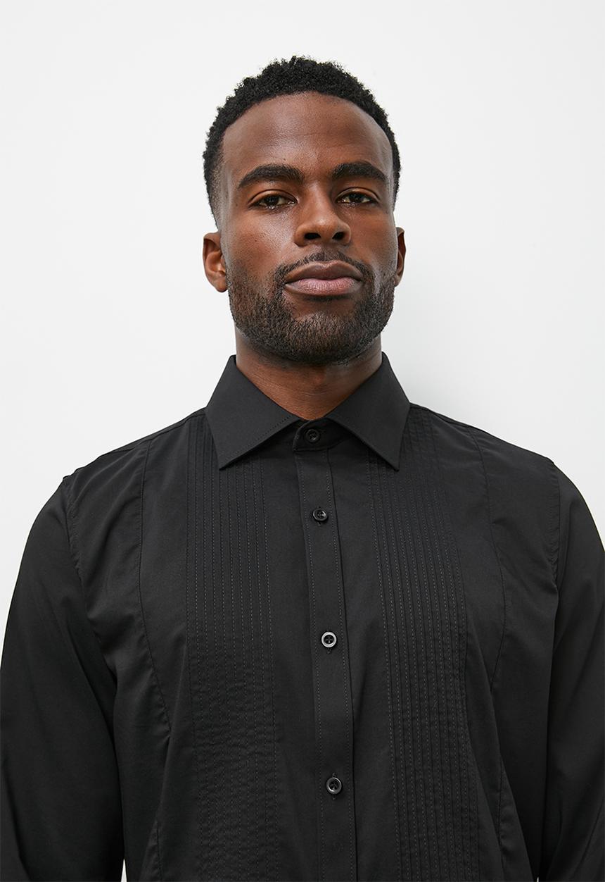 Superbalist - Tuxedo long sleeve slim fit shirt - black