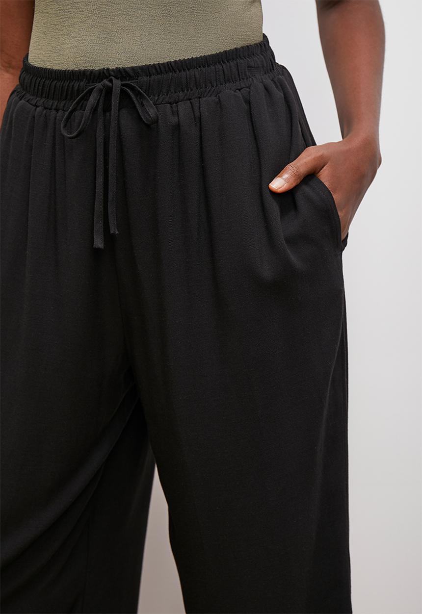 edit - Elasticated soft wide leg - black