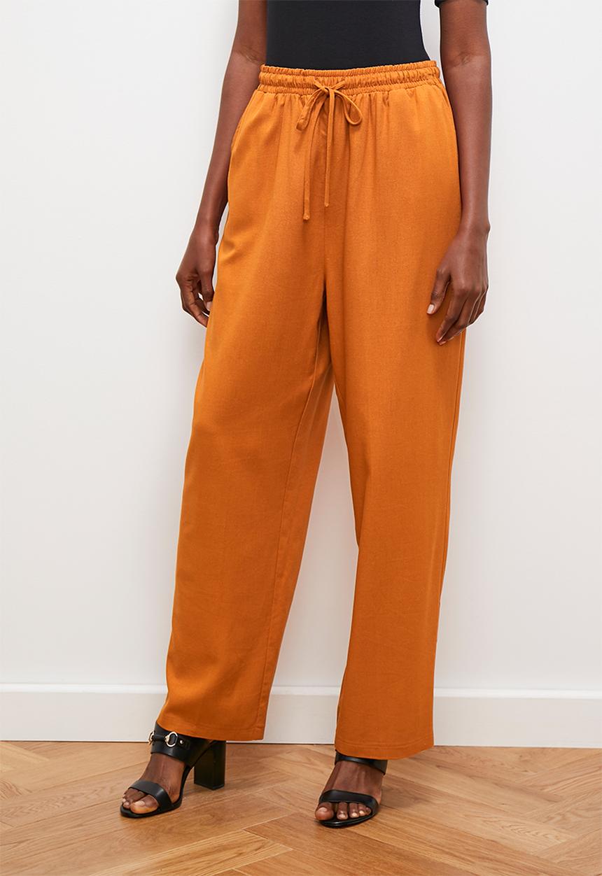 edit - Linen blend tapered trouser - rust