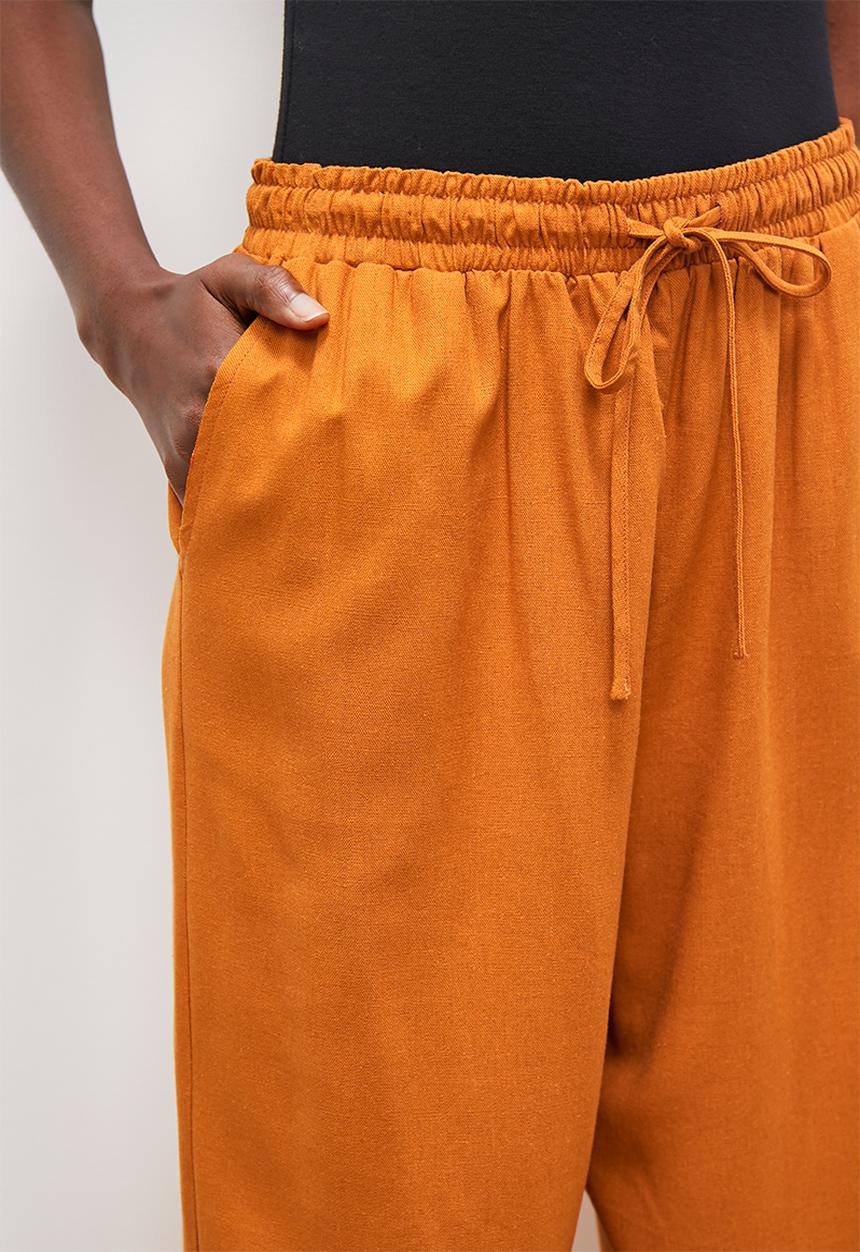 edit - Linen blend tapered trouser - rust