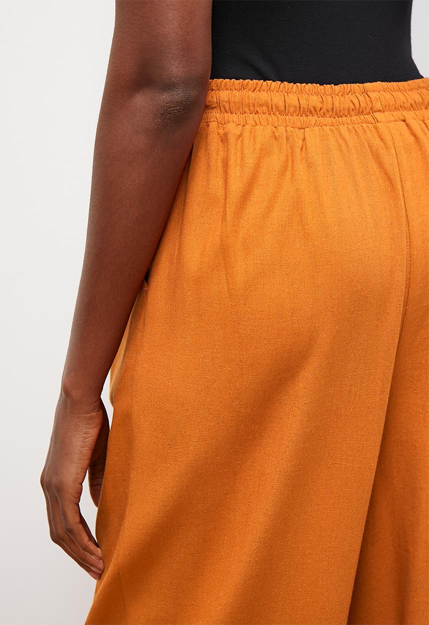edit - Linen blend tapered trouser - rust