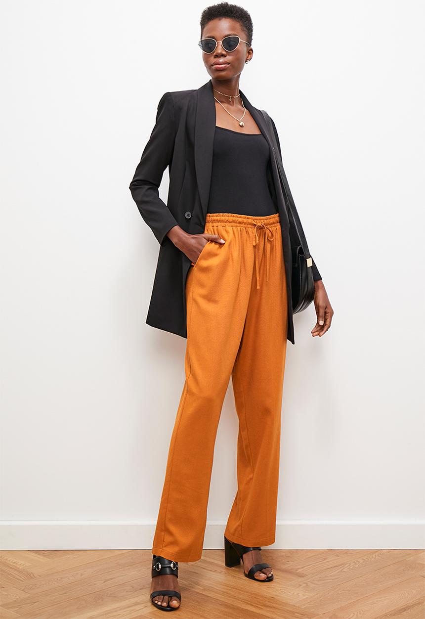 edit - Linen blend tapered trouser - rust