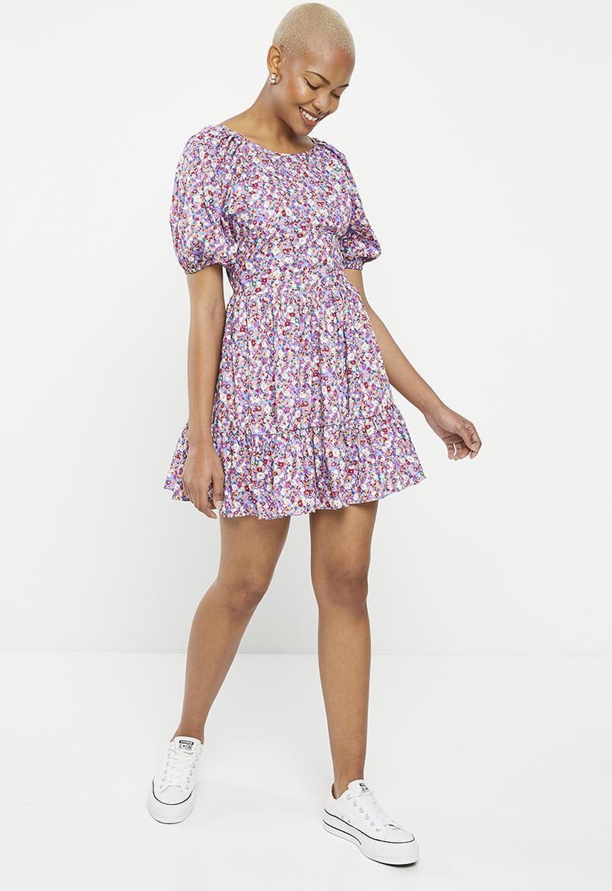 Glamorous - Ladies dress - blue texture floral