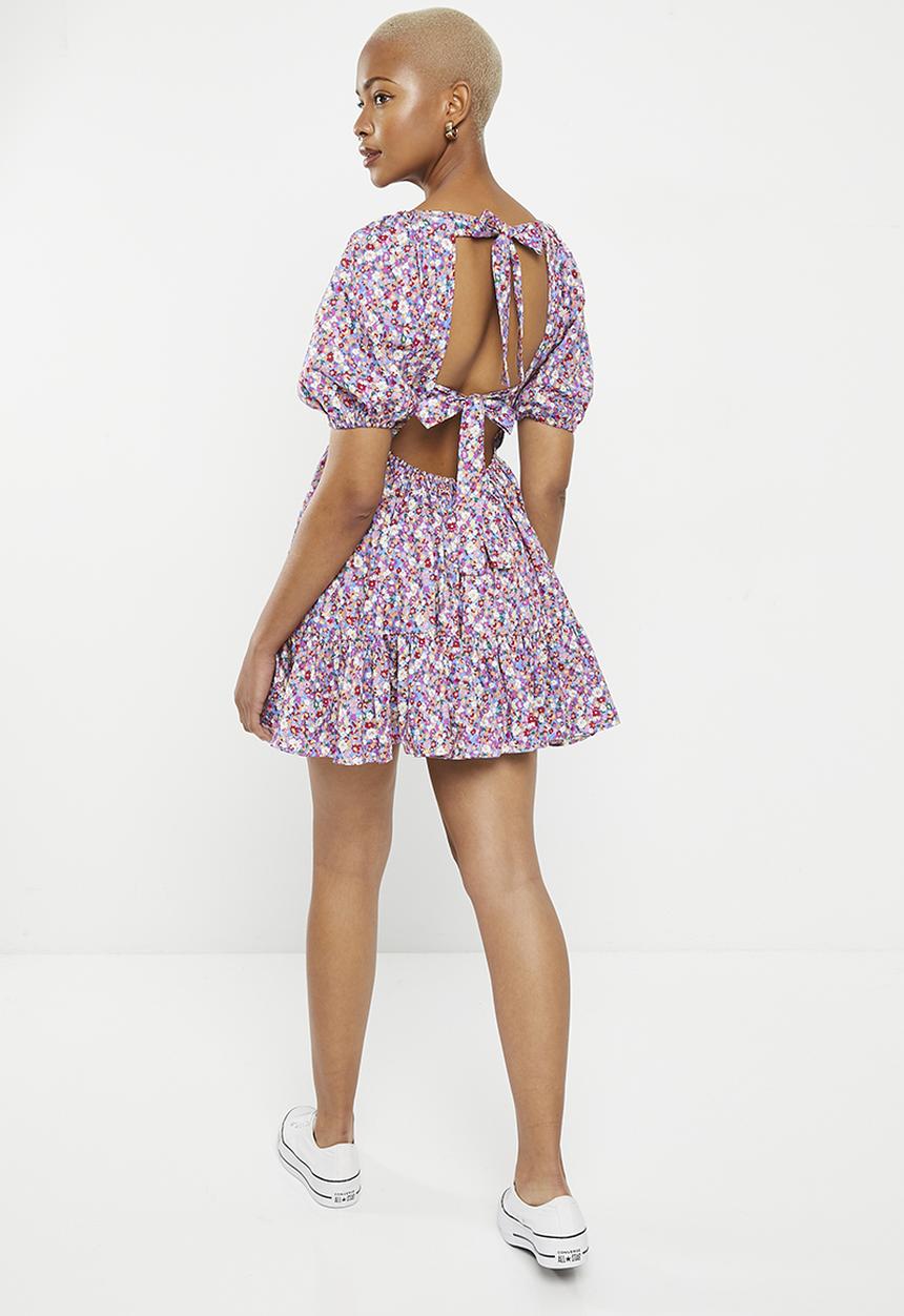 Glamorous - Ladies dress - blue texture floral