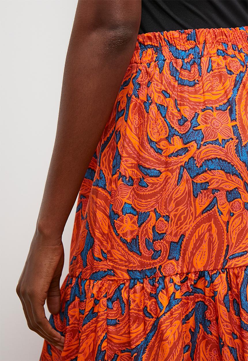 edit - Tiered poplin skirt - orange & blue