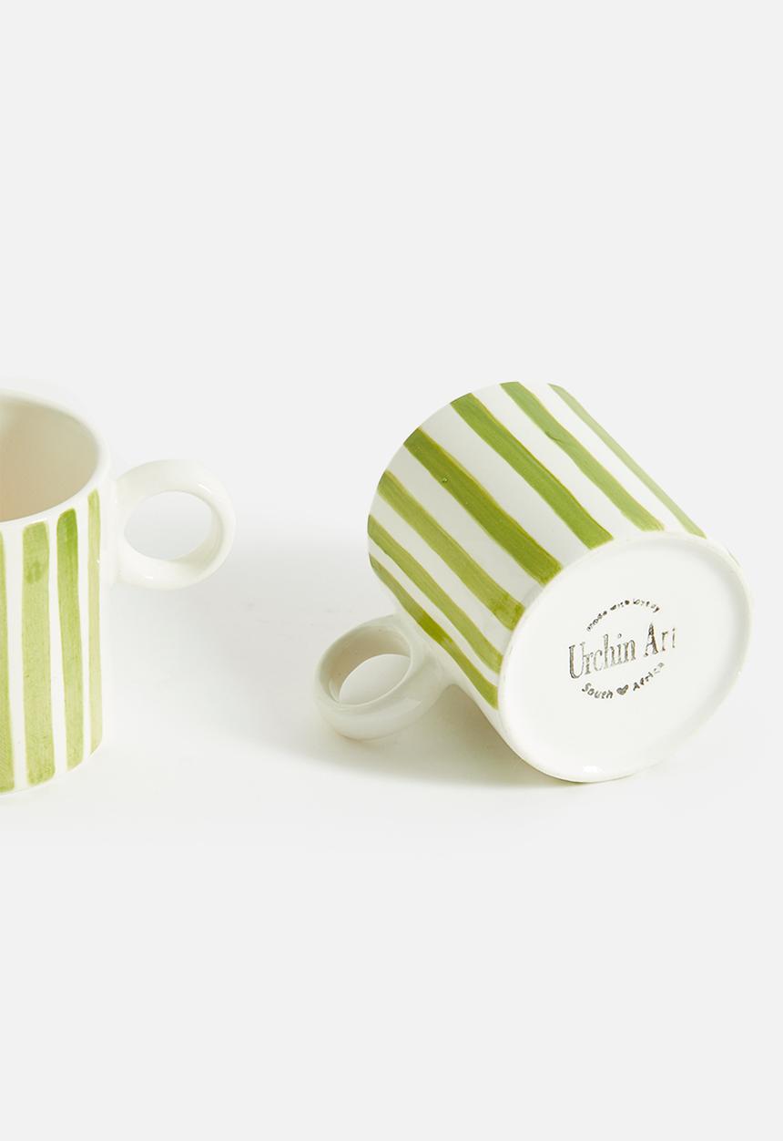 Urchin Art - Matt mug set of 2 - olive