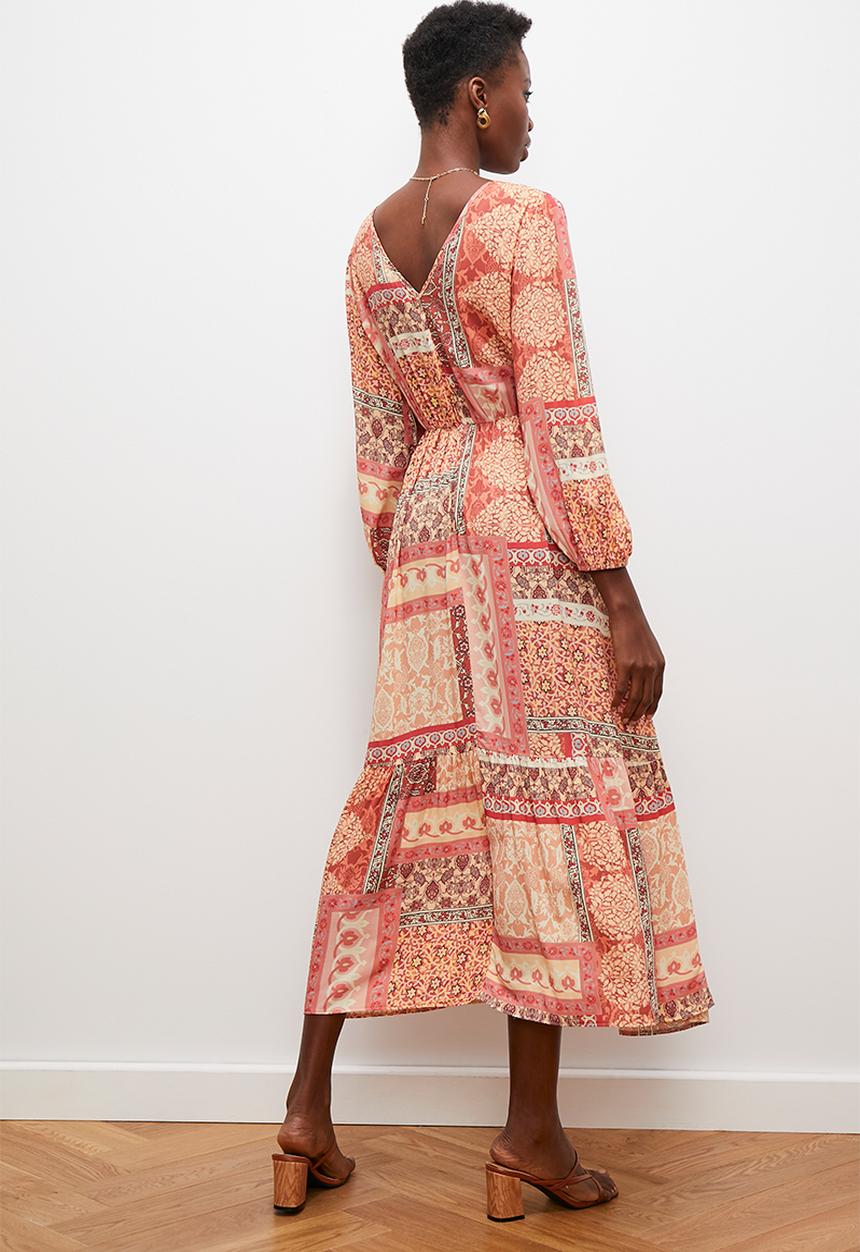 edit - Empire balloon sleeve midi dress - multi