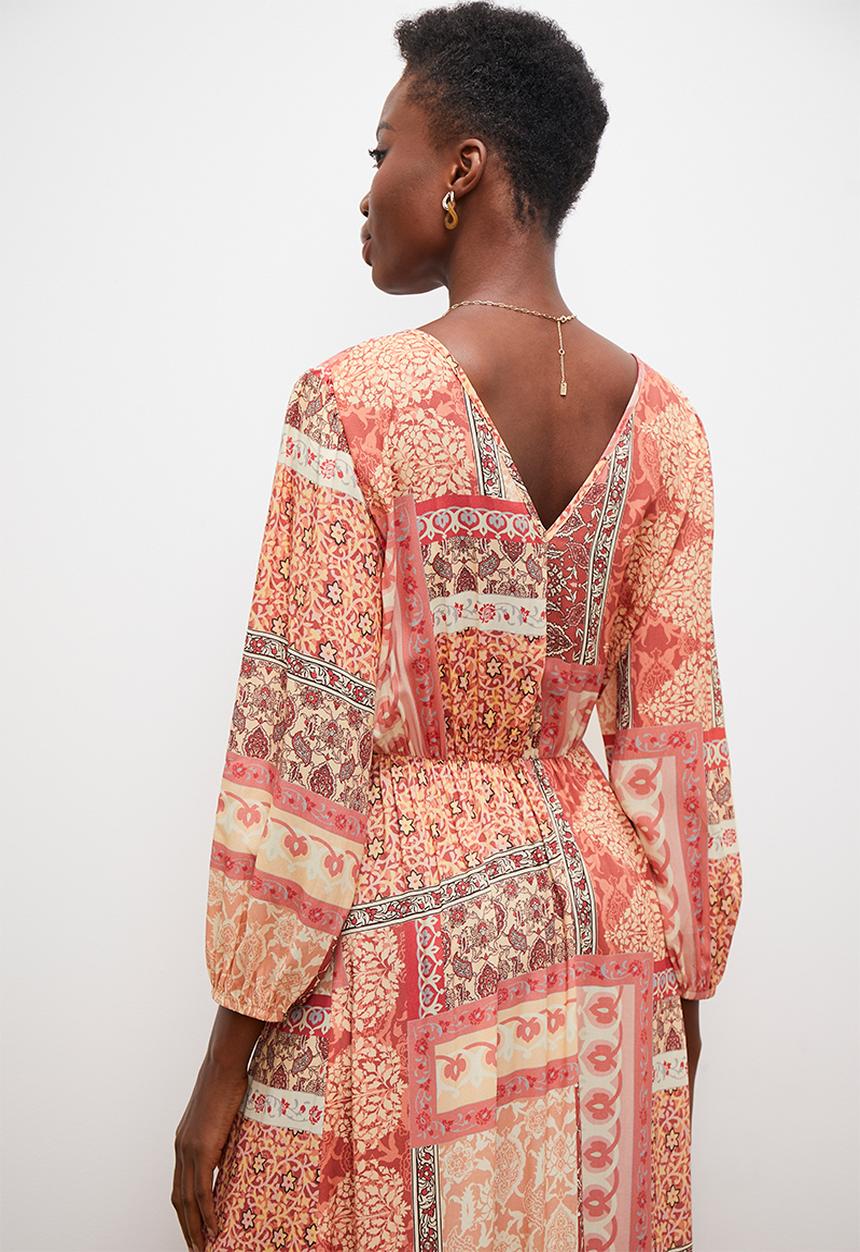 edit - Empire balloon sleeve midi dress - multi