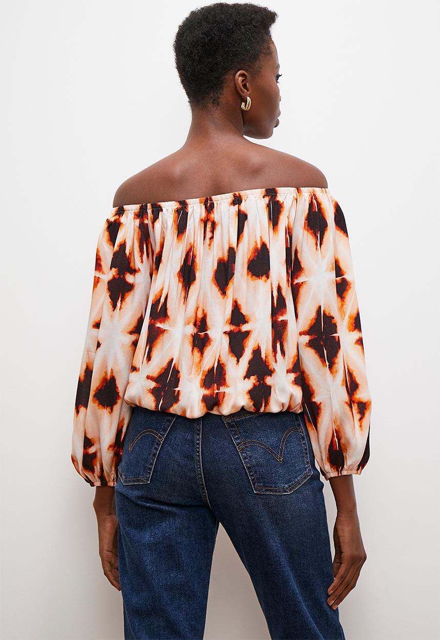edit - Off the shoulder peasant blouse - diamond ikat