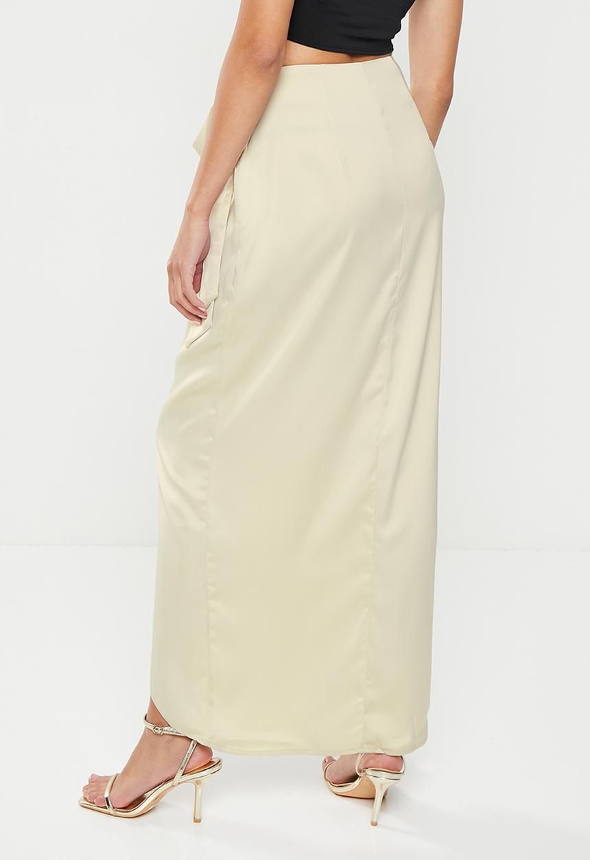 NA-KD - Wrap maxi skirt - champagne