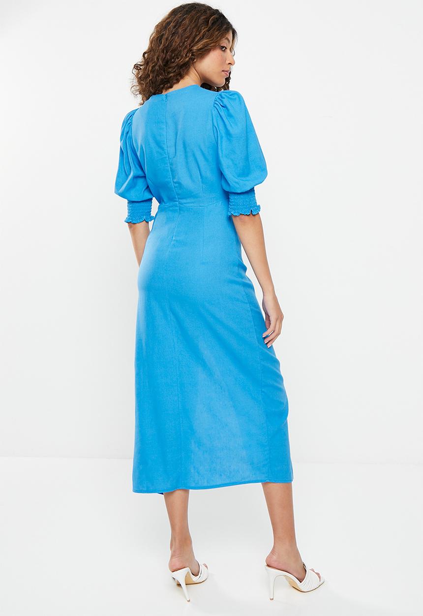 Me&B - Gauged volume dress - cyan