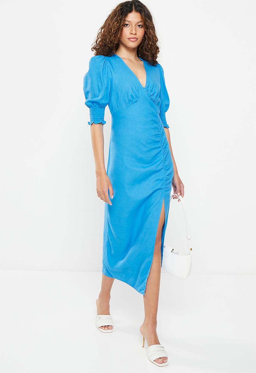 Me&B - Gauged volume dress - cyan