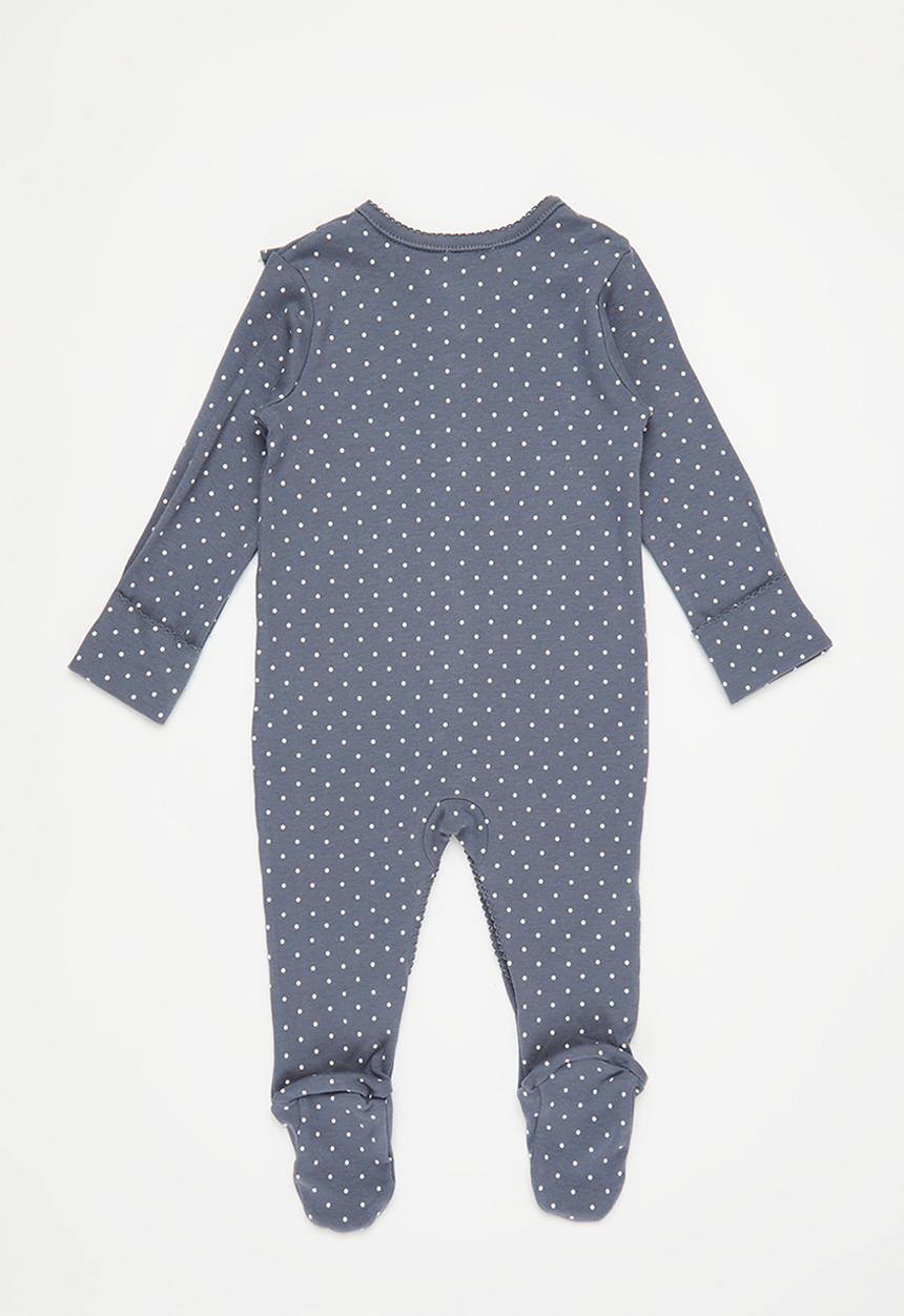 Pop Candy - Baby romper with frill neck - navy and white
