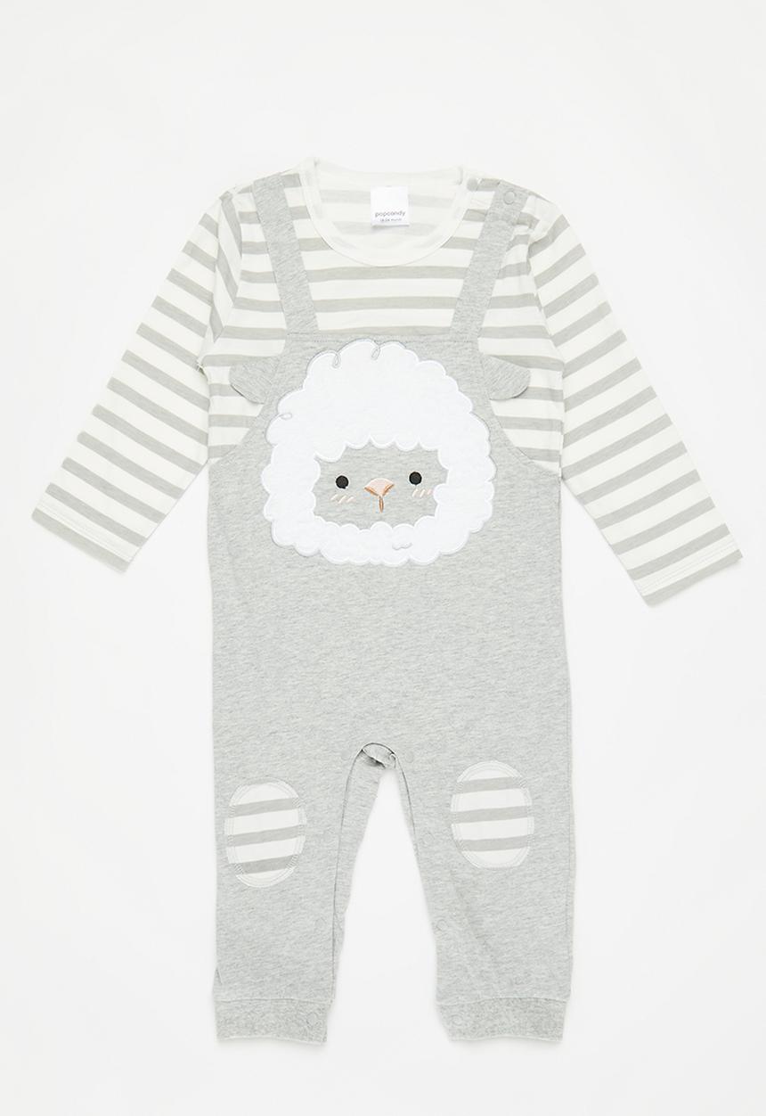 Pop Candy - Boys baby romper - grey & white