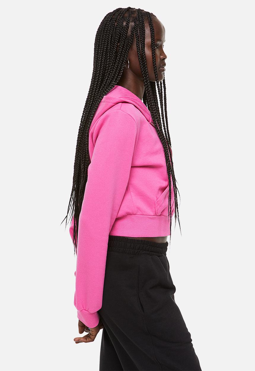 H&M - Cropped zip-through hoodie - cerise 