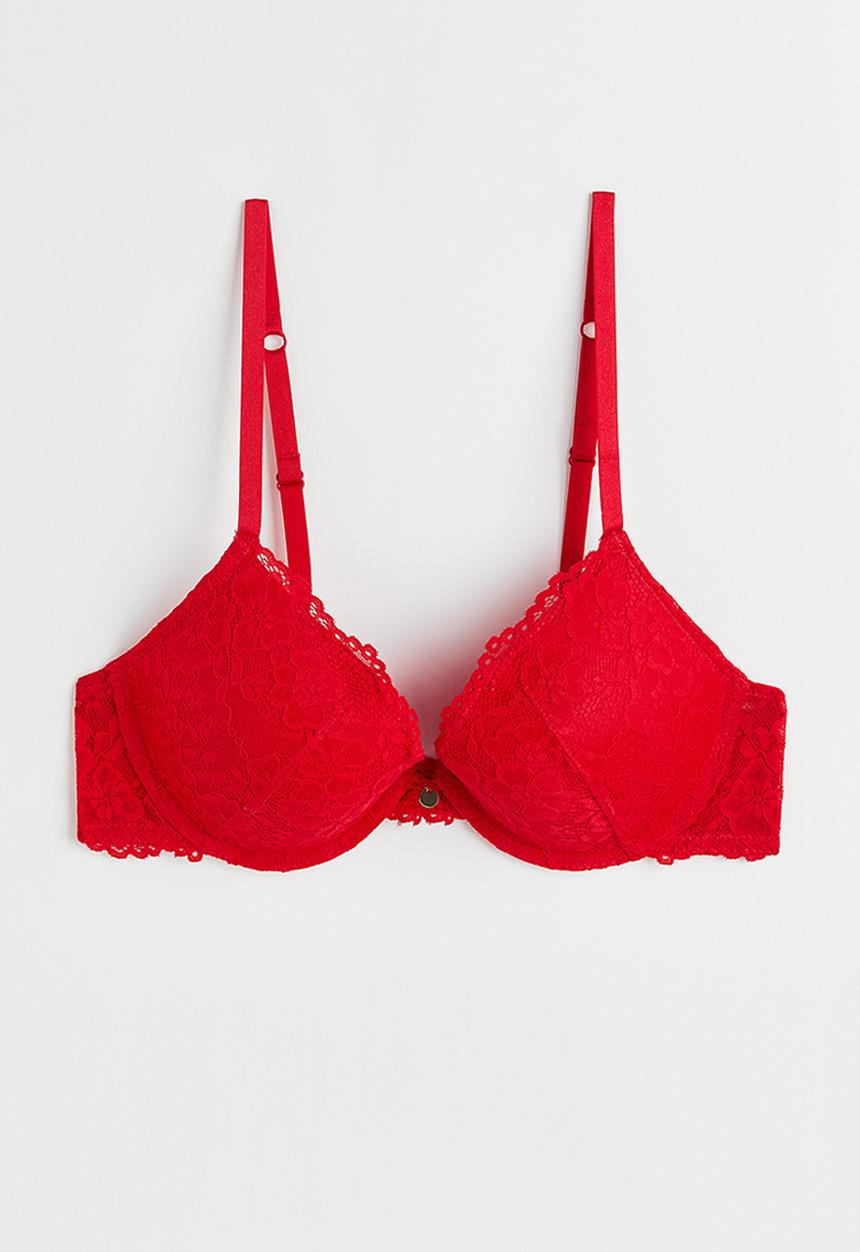 H&M - Lace push-up bra - red