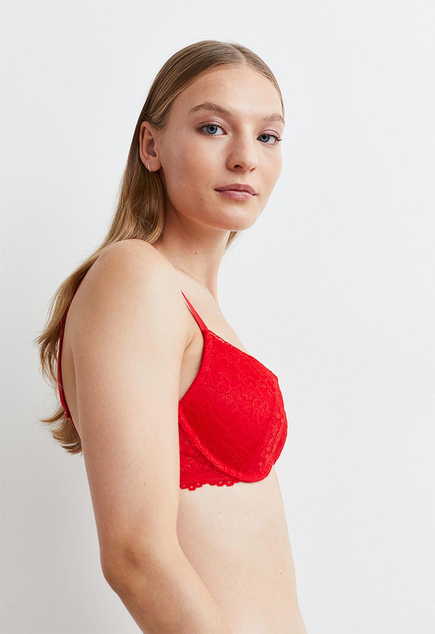H&M - Lace push-up bra - red