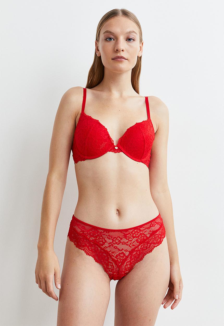H&M - Lace push-up bra - red