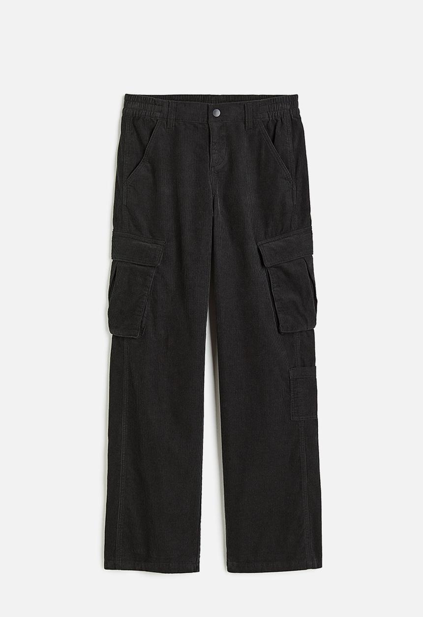 H&M - Corduroy cargo trousers - black
